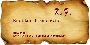 Kreiter Florencia névjegykártya